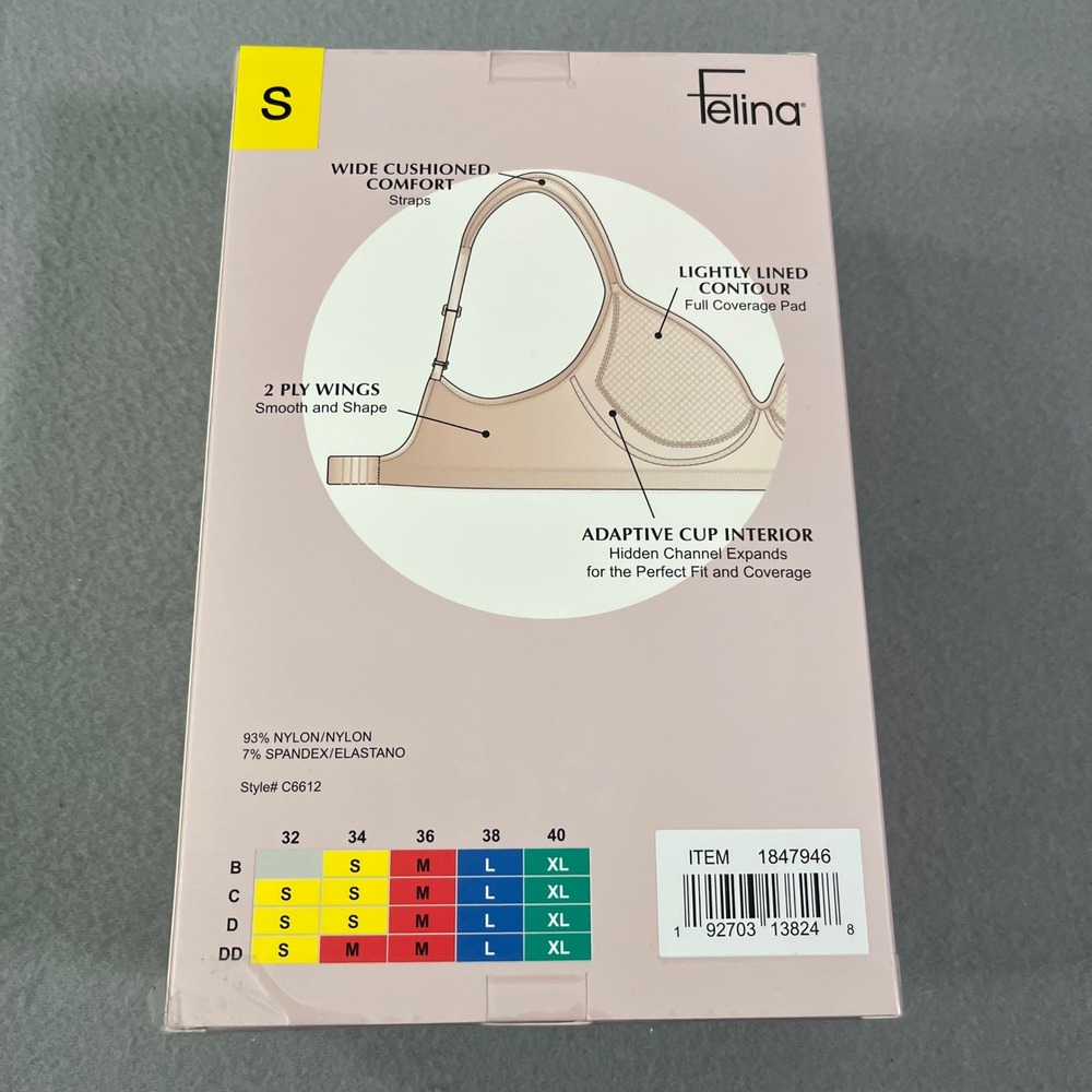 NEW Felina 2 Pack Adaptive Cup Wire Free Bra Light Support Smooth Seamless Sz S - Picture 5 of 5